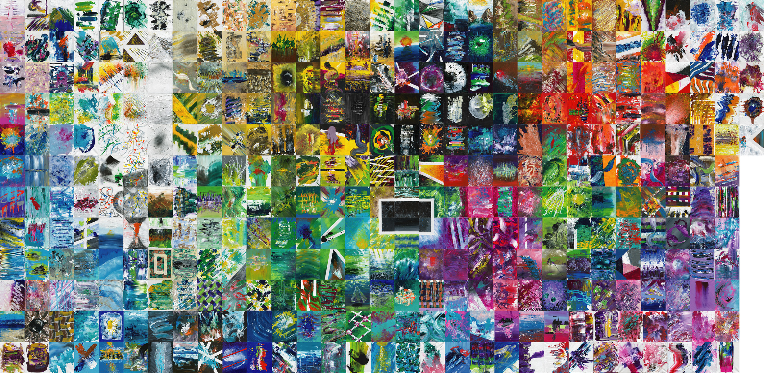 The Art of Grieving — 365 paintings assembled into a 10 by 20 foot mosaic